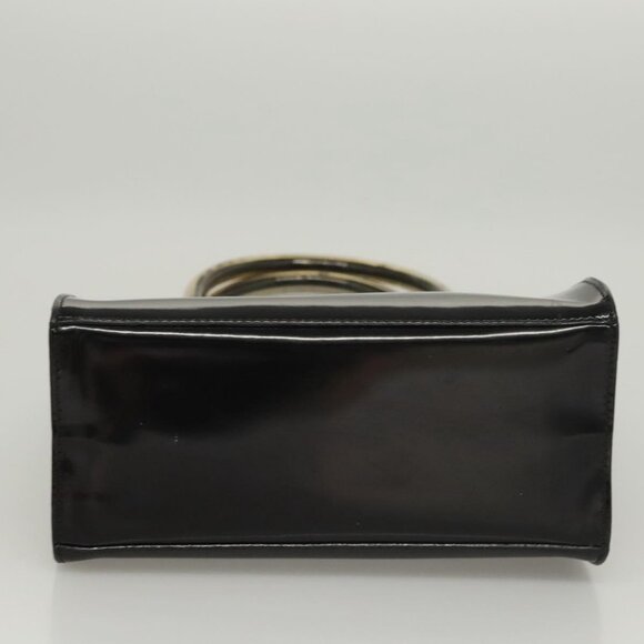 Salvatore Ferragamo Hand Bag Enamel Black Auth - Picture 7 of 16